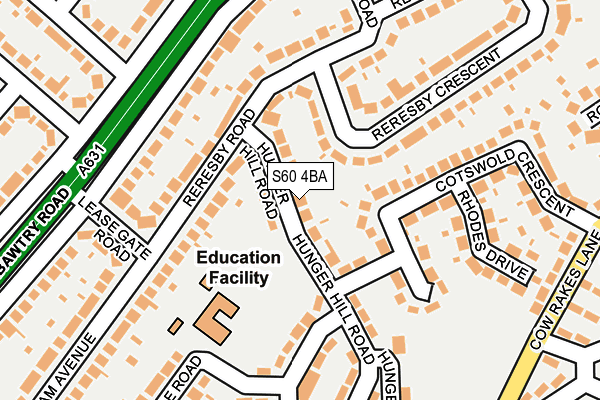 S60 4BA map - OS OpenMap – Local (Ordnance Survey)