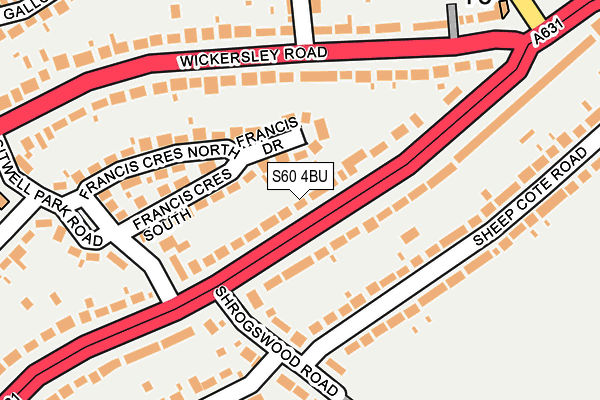 S60 4BU map - OS OpenMap – Local (Ordnance Survey)
