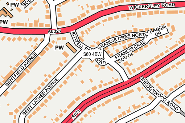S60 4BW map - OS OpenMap – Local (Ordnance Survey)