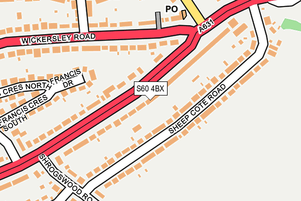 S60 4BX map - OS OpenMap – Local (Ordnance Survey)