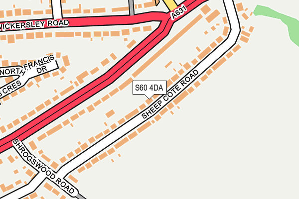 S60 4DA map - OS OpenMap – Local (Ordnance Survey)