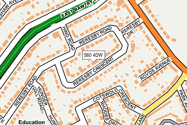 S60 4DW map - OS OpenMap – Local (Ordnance Survey)