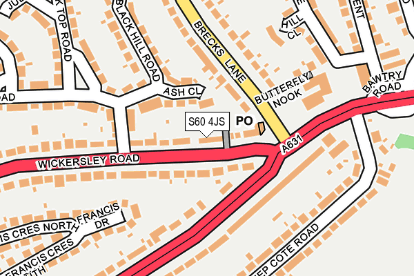 S60 4JS map - OS OpenMap – Local (Ordnance Survey)