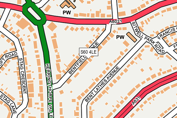 S60 4LE map - OS OpenMap – Local (Ordnance Survey)