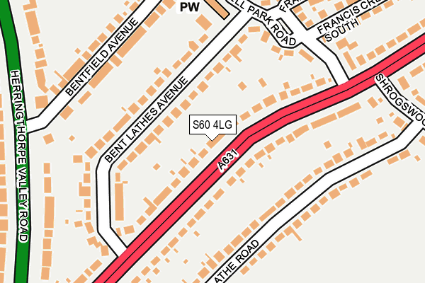 S60 4LG map - OS OpenMap – Local (Ordnance Survey)