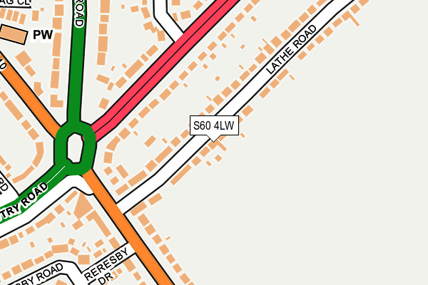 S60 4LW map - OS OpenMap – Local (Ordnance Survey)