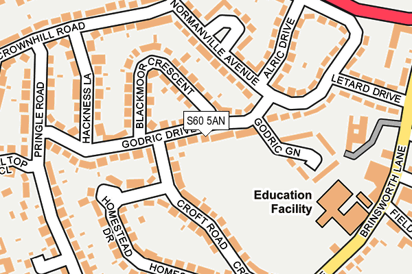 S60 5AN map - OS OpenMap – Local (Ordnance Survey)