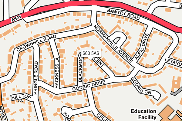 S60 5AS map - OS OpenMap – Local (Ordnance Survey)