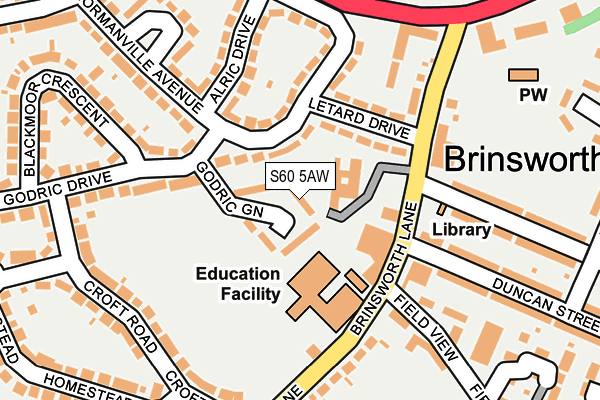 S60 5AW map - OS OpenMap – Local (Ordnance Survey)