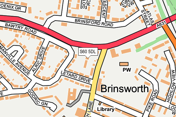 S60 5DL map - OS OpenMap – Local (Ordnance Survey)