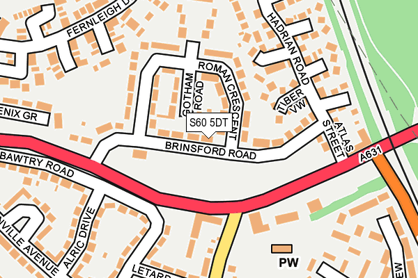 S60 5DT map - OS OpenMap – Local (Ordnance Survey)