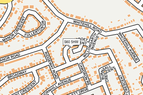 S60 5HW map - OS OpenMap – Local (Ordnance Survey)