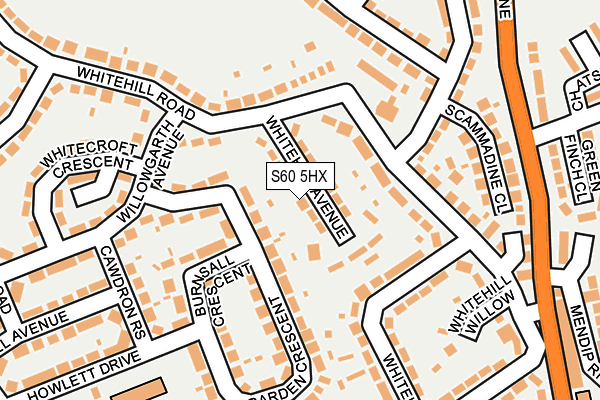S60 5HX map - OS OpenMap – Local (Ordnance Survey)