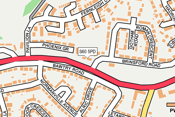 S60 5PD map - OS OpenMap – Local (Ordnance Survey)