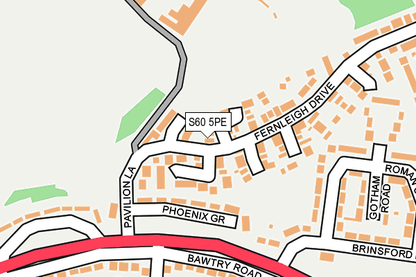 S60 5PE map - OS OpenMap – Local (Ordnance Survey)