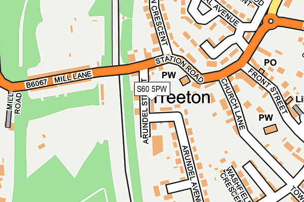 S60 5PW map - OS OpenMap – Local (Ordnance Survey)