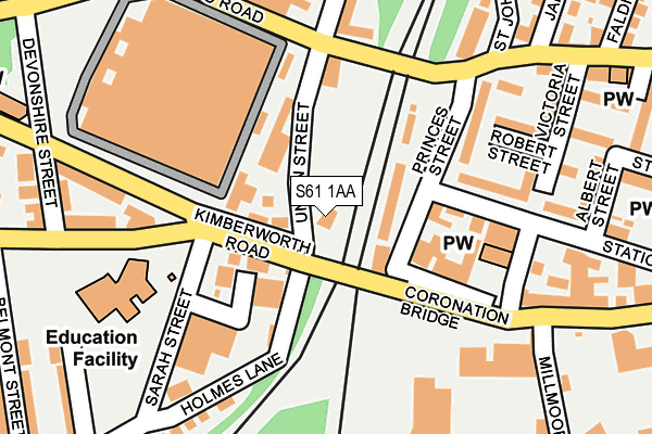 S61 1AA map - OS OpenMap – Local (Ordnance Survey)