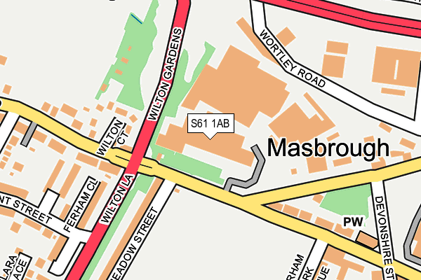 S61 1AB map - OS OpenMap – Local (Ordnance Survey)