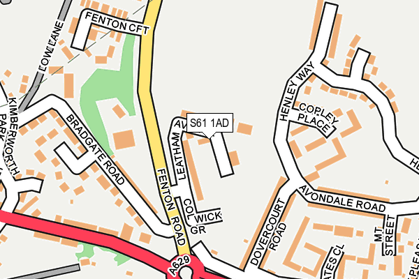 S61 1AD map - OS OpenMap – Local (Ordnance Survey)