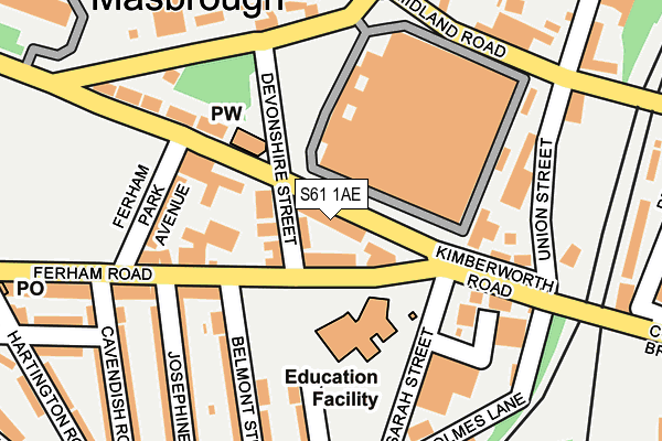 S61 1AE map - OS OpenMap – Local (Ordnance Survey)