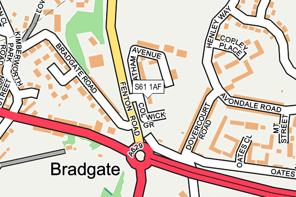 S61 1AF map - OS OpenMap – Local (Ordnance Survey)