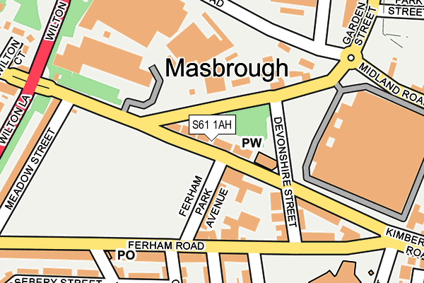 S61 1AH map - OS OpenMap – Local (Ordnance Survey)
