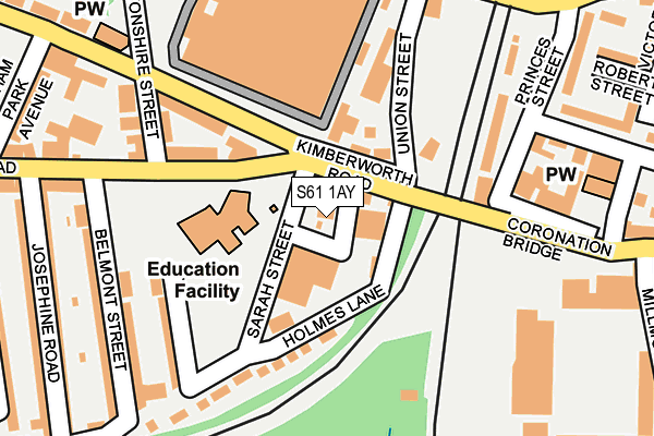 S61 1AY map - OS OpenMap – Local (Ordnance Survey)