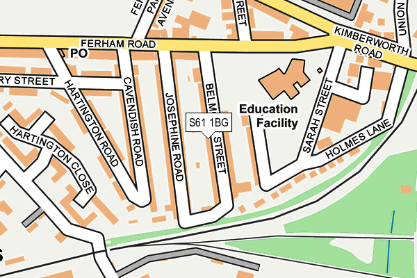 S61 1BG map - OS OpenMap – Local (Ordnance Survey)
