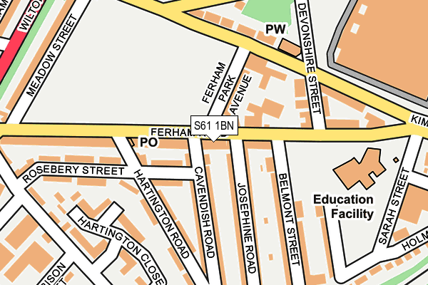 S61 1BN map - OS OpenMap – Local (Ordnance Survey)