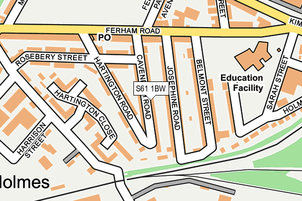 S61 1BW map - OS OpenMap – Local (Ordnance Survey)