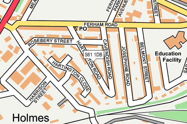 S61 1DB map - OS OpenMap – Local (Ordnance Survey)