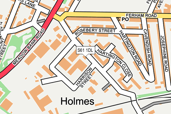 S61 1DL map - OS OpenMap – Local (Ordnance Survey)