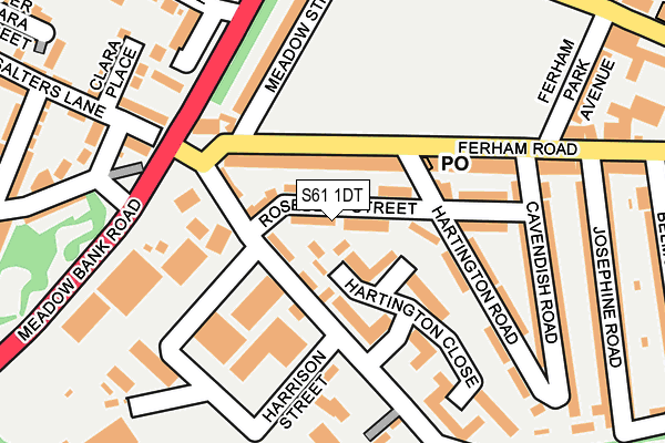 S61 1DT map - OS OpenMap – Local (Ordnance Survey)