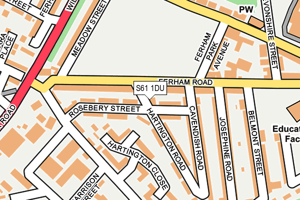 S61 1DU map - OS OpenMap – Local (Ordnance Survey)