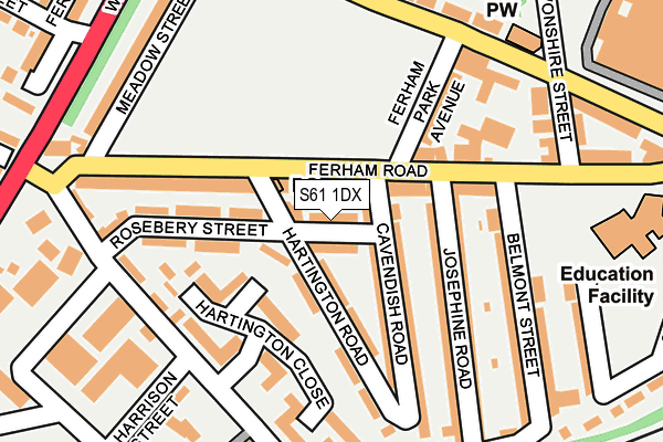 S61 1DX map - OS OpenMap – Local (Ordnance Survey)