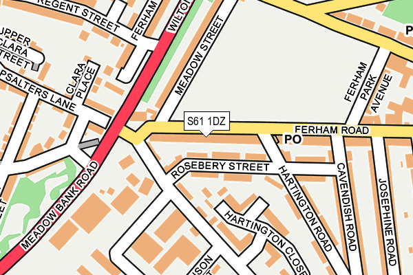 S61 1DZ map - OS OpenMap – Local (Ordnance Survey)