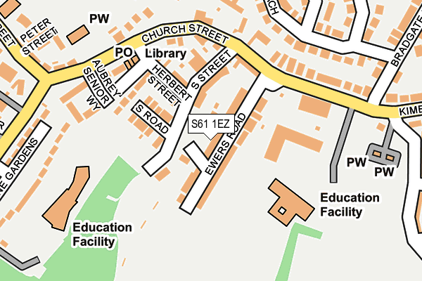 S61 1EZ map - OS OpenMap – Local (Ordnance Survey)