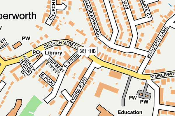 S61 1HB map - OS OpenMap – Local (Ordnance Survey)