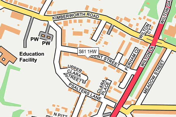 S61 1HW map - OS OpenMap – Local (Ordnance Survey)