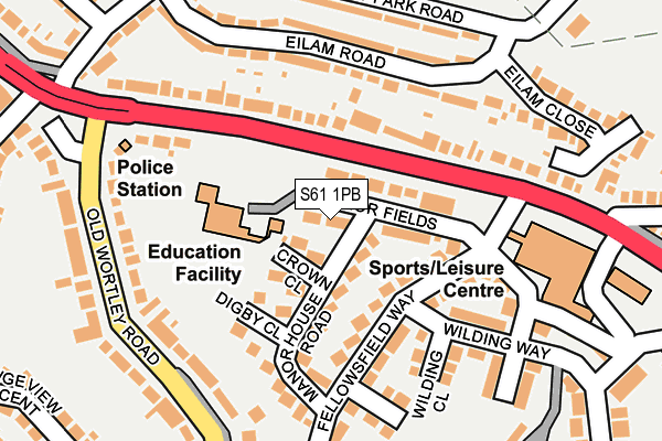 S61 1PB map - OS OpenMap – Local (Ordnance Survey)