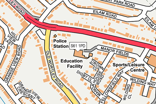 S61 1PD map - OS OpenMap – Local (Ordnance Survey)