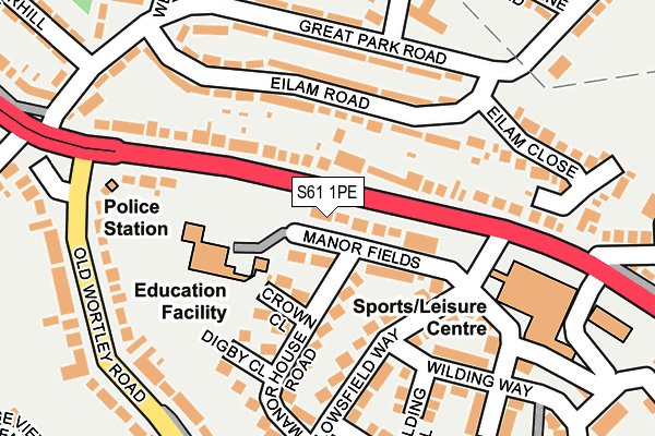 S61 1PE map - OS OpenMap – Local (Ordnance Survey)