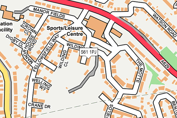 S61 1PJ map - OS OpenMap – Local (Ordnance Survey)