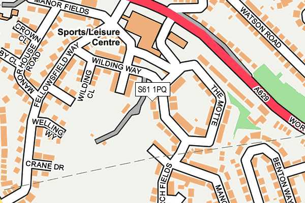 S61 1PQ map - OS OpenMap – Local (Ordnance Survey)