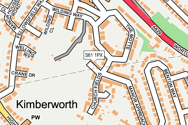 S61 1PX map - OS OpenMap – Local (Ordnance Survey)