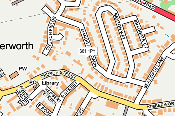 S61 1PY map - OS OpenMap – Local (Ordnance Survey)