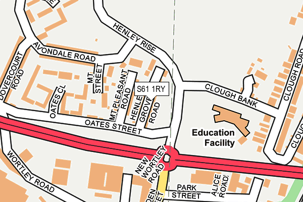 S61 1RY map - OS OpenMap – Local (Ordnance Survey)