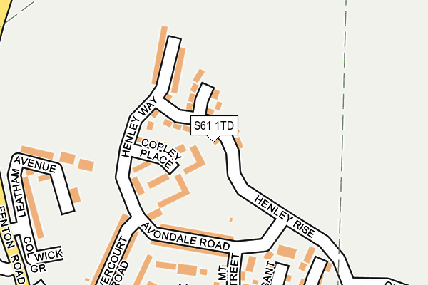 S61 1TD map - OS OpenMap – Local (Ordnance Survey)