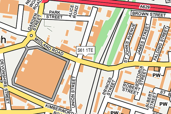 S61 1TE map - OS OpenMap – Local (Ordnance Survey)