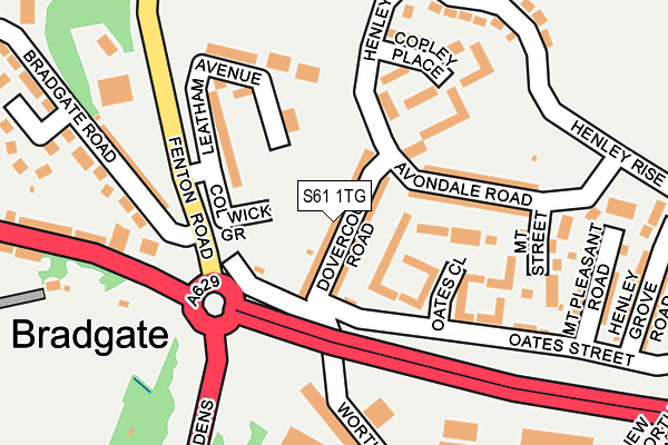 S61 1TG map - OS OpenMap – Local (Ordnance Survey)